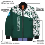 customized michigan state spartans camouflage splash green bomber jacket best selling