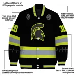 customized michigan state spartans heartbeat accent black green varsity jacket best selling