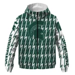 customized michigan state spartans lightning strike grid green windbreaker jacket best selling