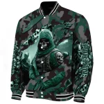 customized michigan state spartans skull horde green varsity jacket best selling