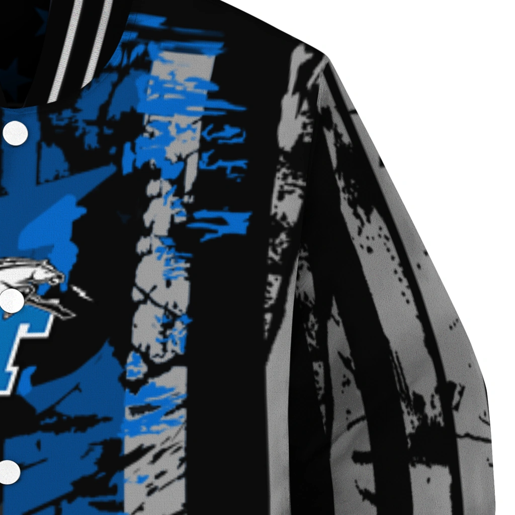 customized middle tennessee blue raiders star stripes blue black varsity jacket premium grade customized middle tennessee blue raiders star stripes blue black varsity jacket premium grade