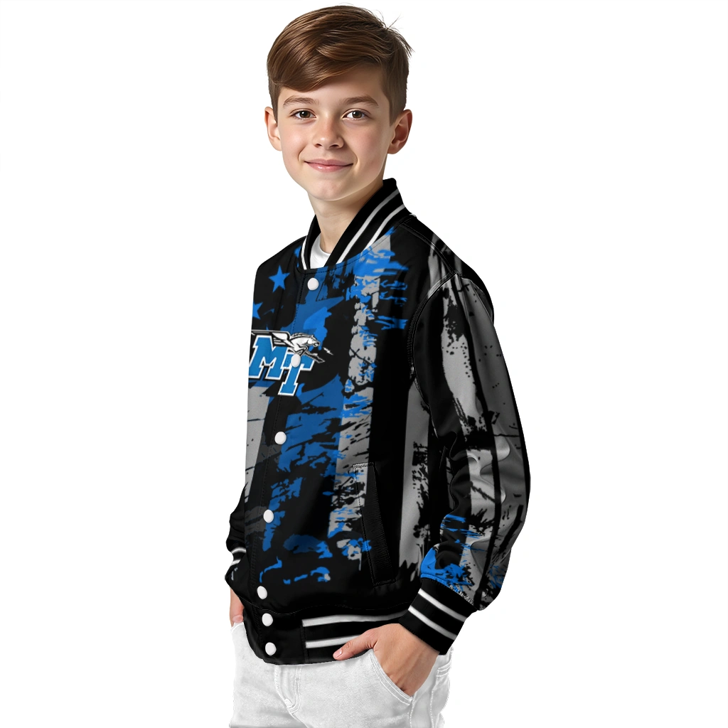 customized middle tennessee blue raiders star stripes blue black varsity jacket trendy customized middle tennessee blue raiders star stripes blue black varsity jacket trendy