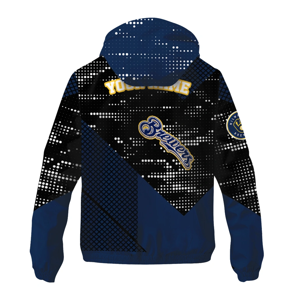 customized milwaukee brewers arrow matrix navy blue black windbreaker jacket fashion forward customized milwaukee brewers arrow matrix navy blue black windbreaker jacket fashion forward