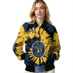 customized milwaukee brewers burst splatter navy blue bomber jacket best selling