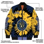 customized milwaukee brewers burst splatter navy blue bomber jacket best selling