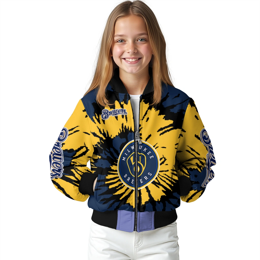 customized milwaukee brewers burst splatter navy blue bomber jacket top rated customized milwaukee brewers burst splatter navy blue bomber jacket top rated