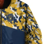 customized milwaukee brewers camouflage print navy blue bomber jacket best selling