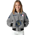 customized milwaukee brewers claw rend grey bomber jacket best selling