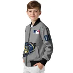customized milwaukee brewers claw rend grey bomber jacket best selling