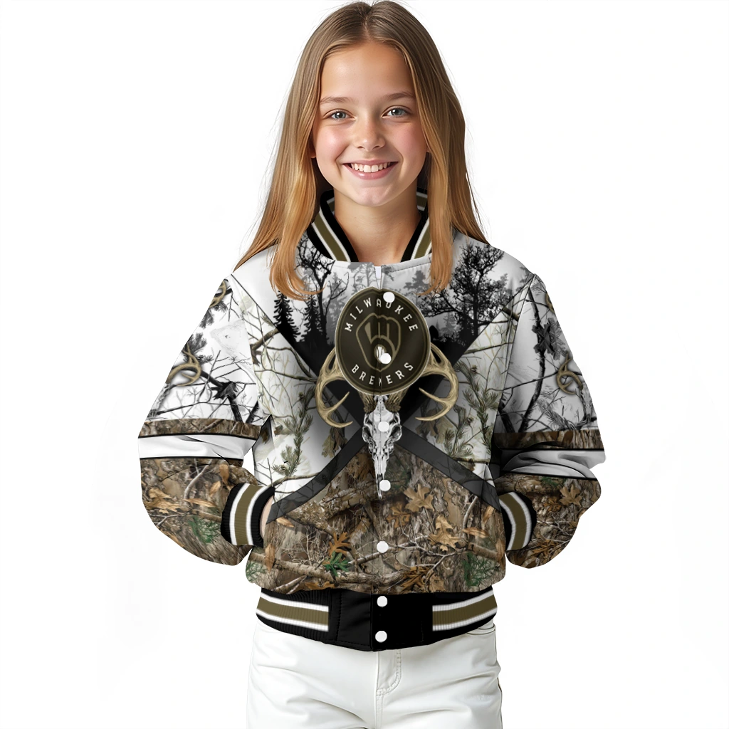 customized milwaukee brewers deer skull camouflage white varsity jacket top rated customized milwaukee brewers deer skull camouflage white varsity jacket top rated