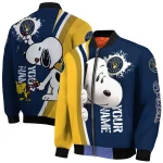 customized milwaukee brewers snoopy head navy blue bomber jacket best selling