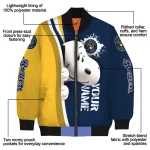 customized milwaukee brewers snoopy head navy blue bomber jacket best selling