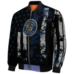 customized milwaukee brewers star stripes navy blue black bomber jacket best selling