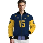 customized milwaukee brewers team patch navy blue bomber jacket best selling
