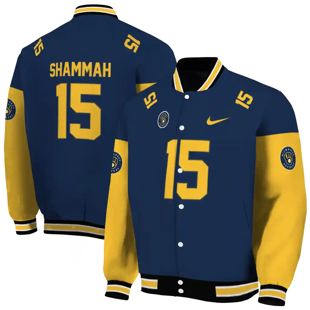 customized milwaukee brewers team patch navy blue varsity jacket fashion forward customized milwaukee brewers team patch navy blue varsity jacket fashion forward