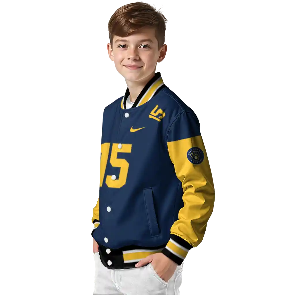 customized milwaukee brewers team patch navy blue varsity jacket trendy customized milwaukee brewers team patch navy blue varsity jacket trendy