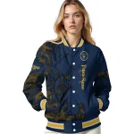 customized milwaukee brewers tribal deer art navy blue varsity jacket best selling