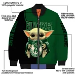 customized milwaukee bucks adorable yoda green black bomber jacket best selling