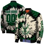 customized milwaukee bucks burst splatter green bomber jacket best selling