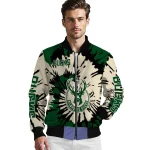 customized milwaukee bucks burst splatter green bomber jacket best selling