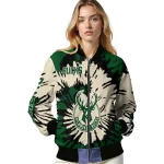 customized milwaukee bucks burst splatter green bomber jacket best selling