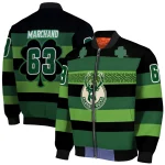 customized milwaukee bucks clover green lines green black bomber jacket best selling