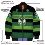 customized milwaukee bucks clover green lines green black bomber jacket best selling