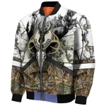 customized milwaukee bucks deer skull camouflage white bomber jacket best selling