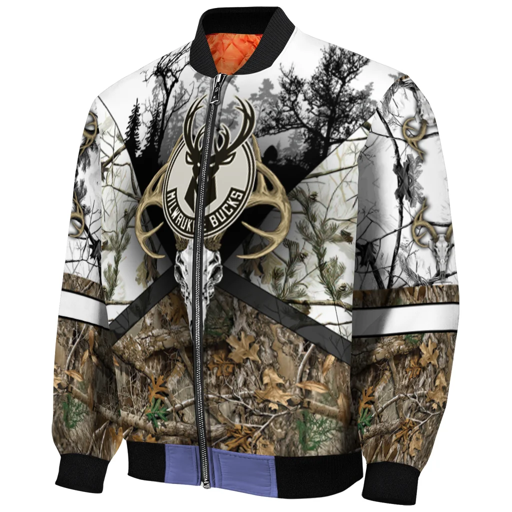 customized milwaukee bucks deer skull camouflage white bomber jacket fashion forward customized milwaukee bucks deer skull camouflage white bomber jacket fashion forward