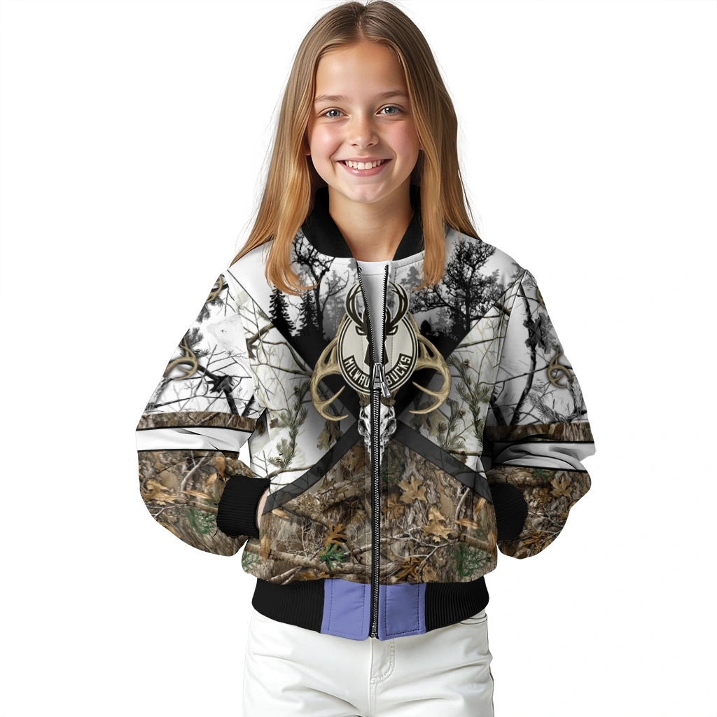customized milwaukee bucks deer skull camouflage white bomber jacket top rated customized milwaukee bucks deer skull camouflage white bomber jacket top rated
