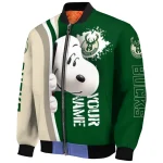 customized milwaukee bucks snoopy head green bomber jacket best selling