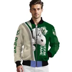 customized milwaukee bucks snoopy head green bomber jacket best selling