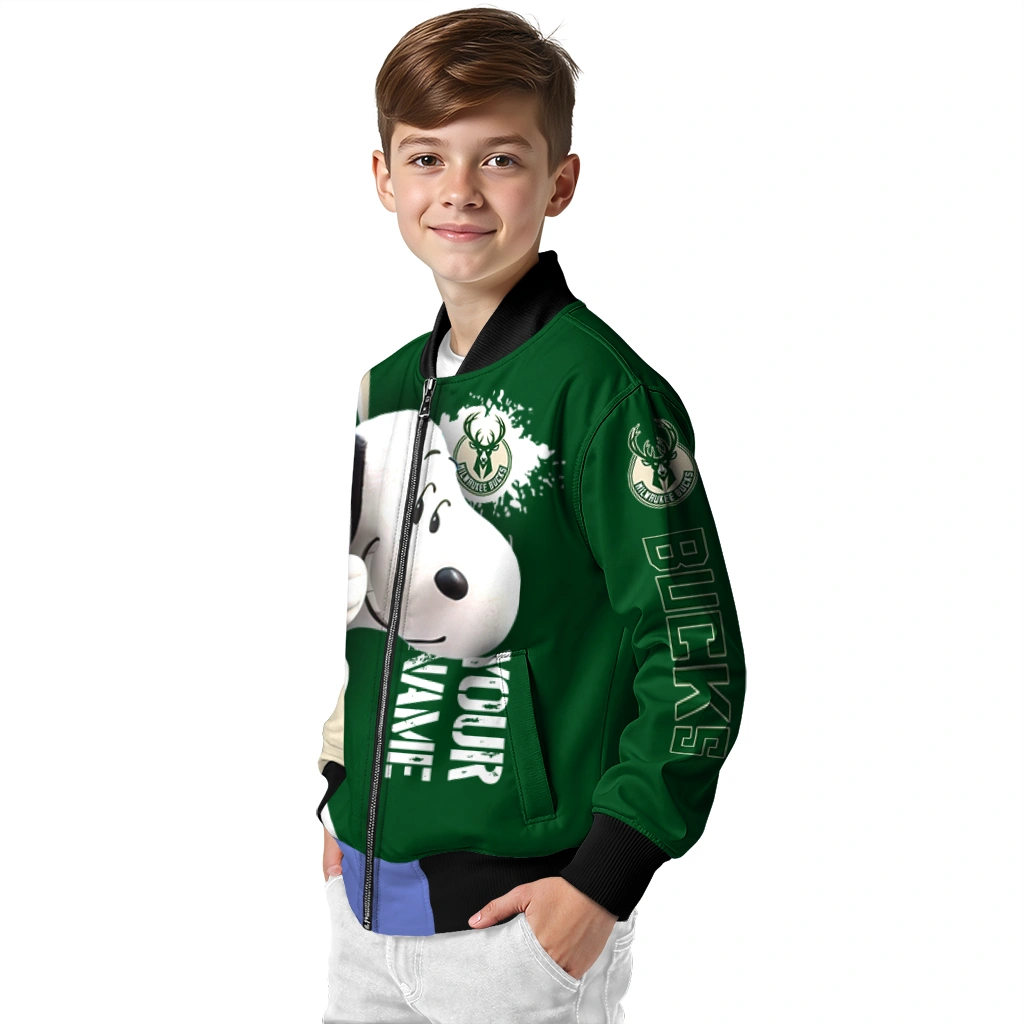 customized milwaukee bucks snoopy head green bomber jacket trendy customized milwaukee bucks snoopy head green bomber jacket trendy