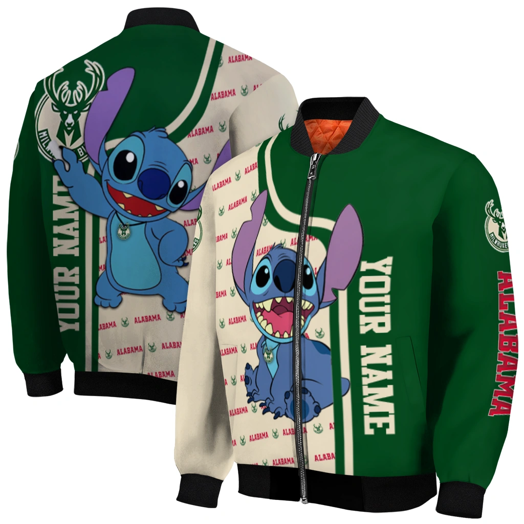 customized milwaukee bucks stitch laughing green bomber jacket best selling customized milwaukee bucks stitch laughing green bomber jacket best selling