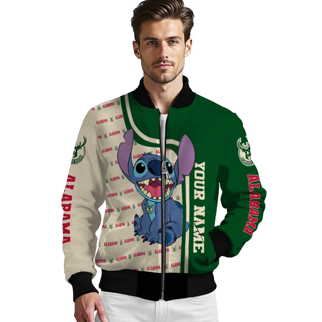 customized milwaukee bucks stitch laughing green bomber jacket high quality customized milwaukee bucks stitch laughing green bomber jacket high quality