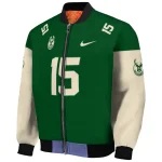 customized milwaukee bucks team patch green bomber jacket best selling