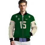 customized milwaukee bucks team patch green bomber jacket best selling