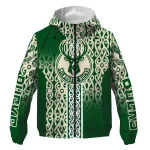 customized milwaukee bucks tribal swirls green windbreaker jacket best selling
