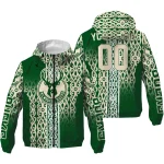 customized milwaukee bucks tribal swirls green windbreaker jacket best selling