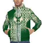 customized milwaukee bucks tribal swirls green windbreaker jacket best selling