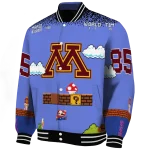 customized minnesota golden gophers mario blocks blue black varsity jacket best selling