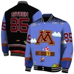 customized minnesota golden gophers mario blocks blue black varsity jacket best selling