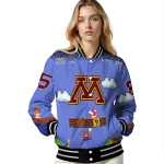 customized minnesota golden gophers mario blocks blue black varsity jacket best selling