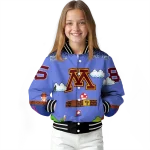 customized minnesota golden gophers mario blocks blue black varsity jacket best selling