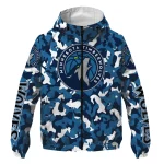 customized minnesota timberwolves camouflage mashup midnight blue windbreaker jacket best selling