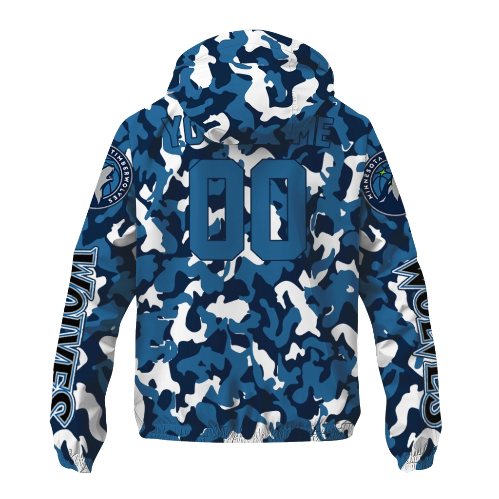 customized minnesota timberwolves camouflage mashup midnight blue windbreaker jacket fashion forward customized minnesota timberwolves camouflage mashup midnight blue windbreaker jacket fashion forward