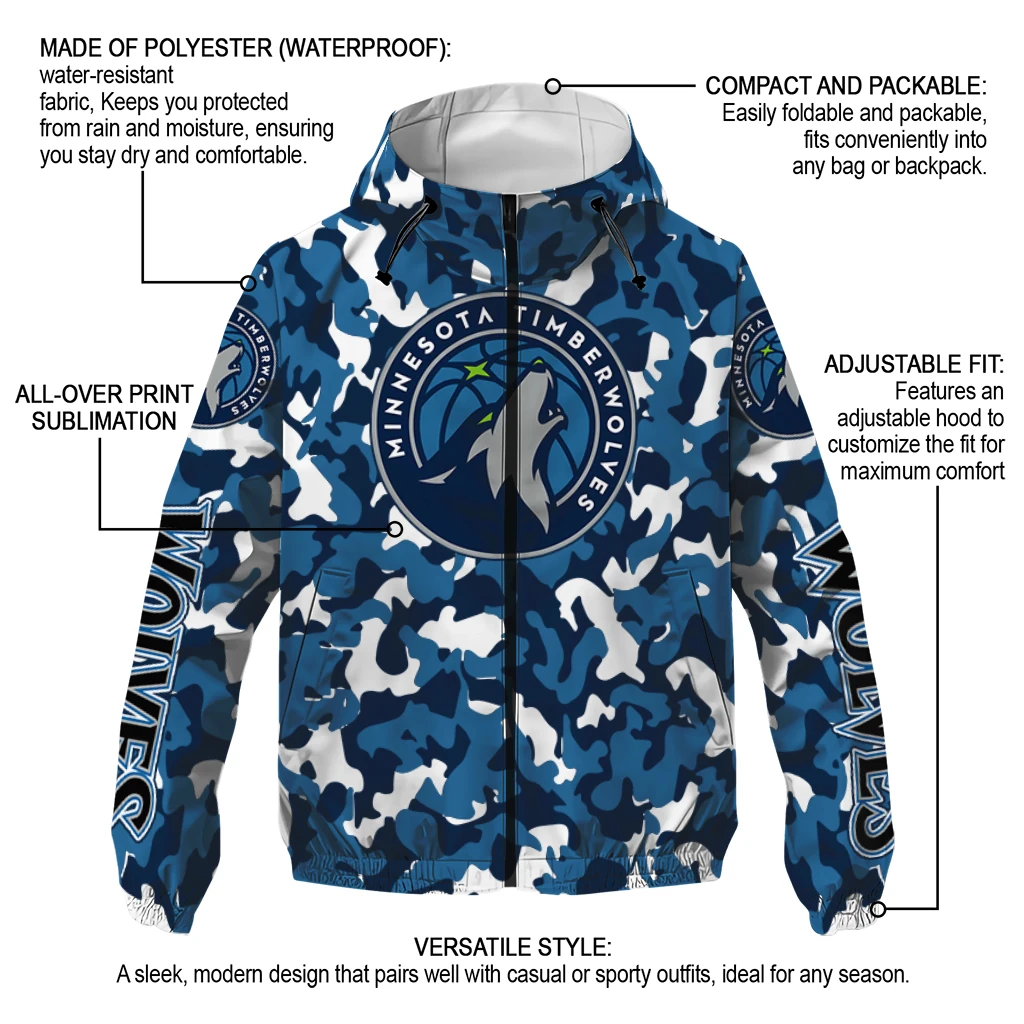 customized minnesota timberwolves camouflage mashup midnight blue windbreaker jacket new arrival customized minnesota timberwolves camouflage mashup midnight blue windbreaker jacket new arrival
