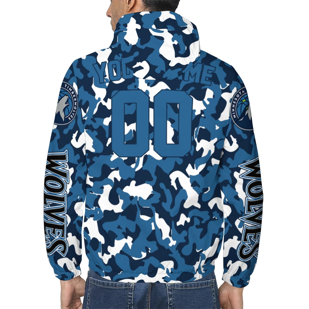 customized minnesota timberwolves camouflage mashup midnight blue windbreaker jacket trendy customized minnesota timberwolves camouflage mashup midnight blue windbreaker jacket trendy