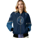 customized minnesota timberwolves chevron style midnight blue bomber jacket best selling