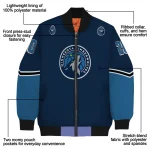 customized minnesota timberwolves chevron style midnight blue bomber jacket best selling